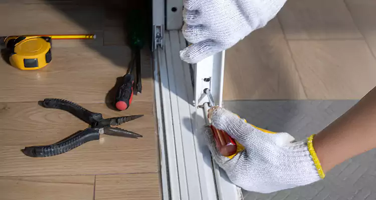 Backyard Sliding Door Track Repair in Brownsville, FL